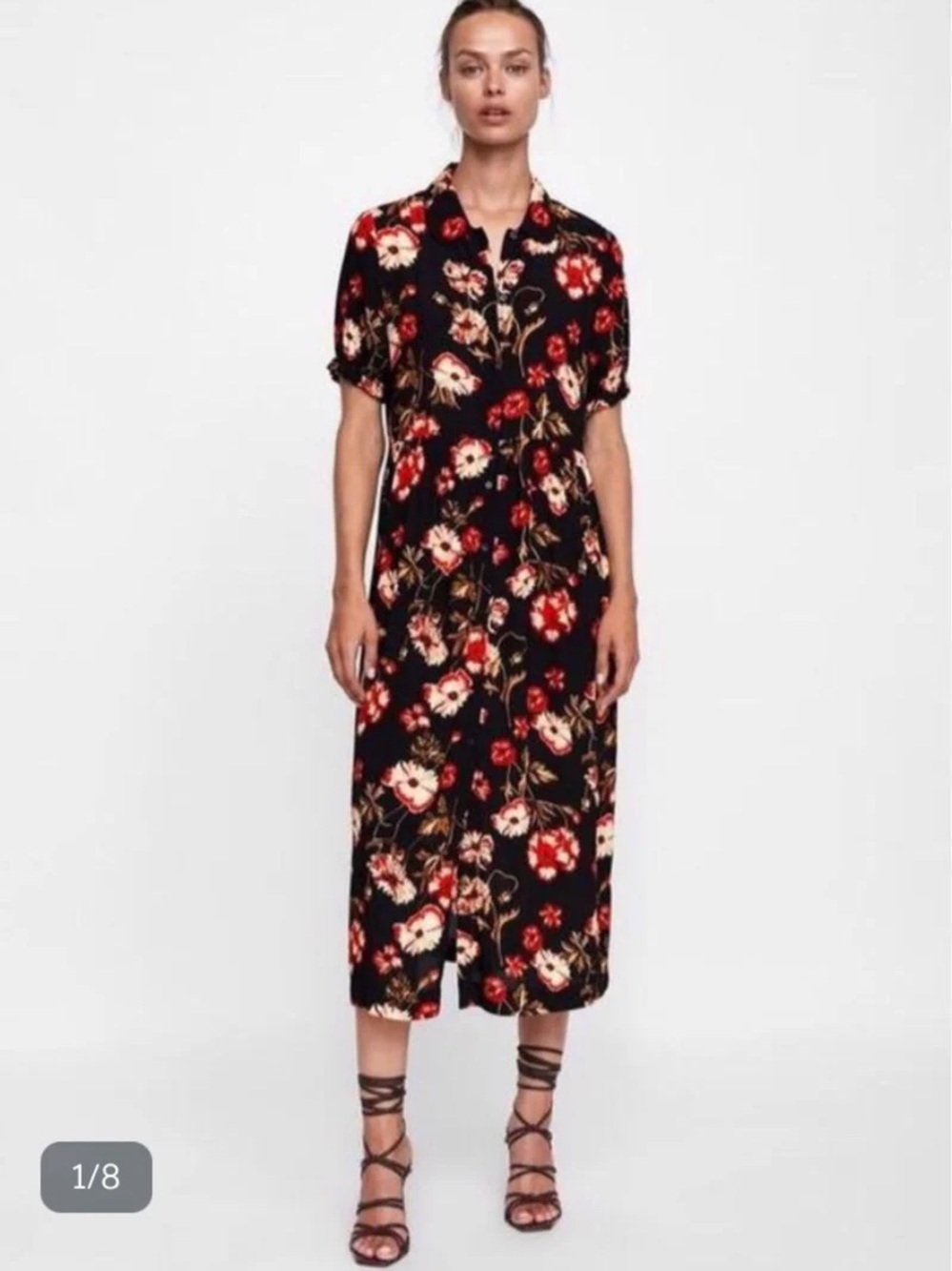 Zara Black Floral Midi Dress
